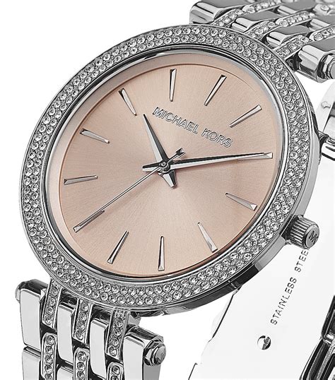 michael kors womens watches silver|Michael Kors silver diamond watch.